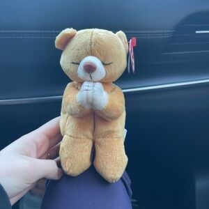 Ty Tan and White Stuffed Animal Plush Bear